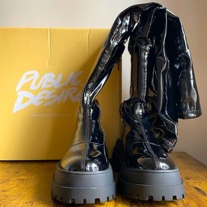 Disclosure - Black Patent Over the Knee Boots
